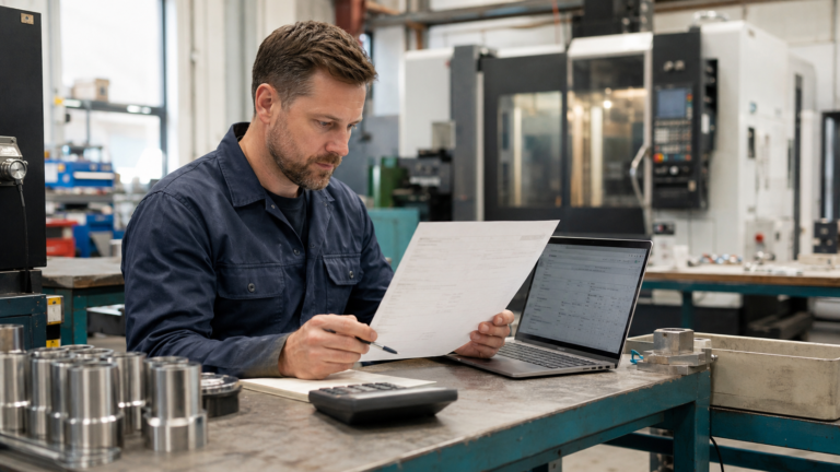 UK company owner calculating how much invoice finance could cost