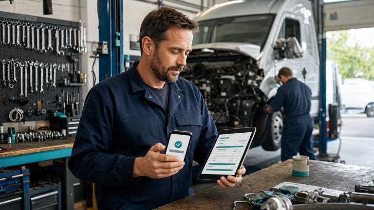 UK workshop owner checking how quickly invoice finance can release cash from an unpaid invoice
