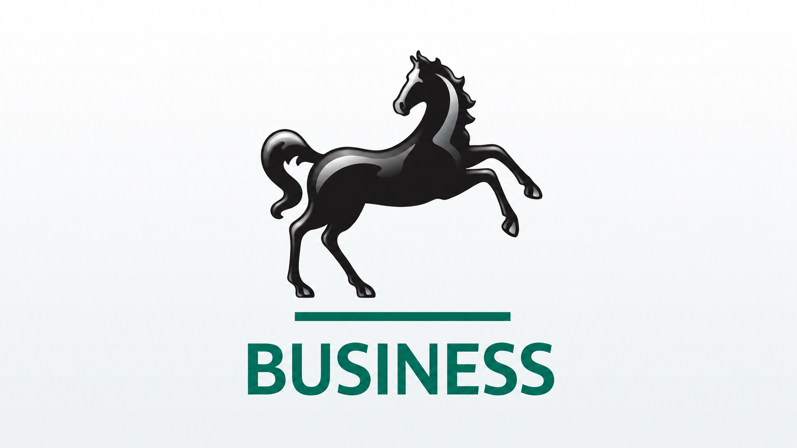 Lloyds Business black horse logo with green BUSINESS lettering